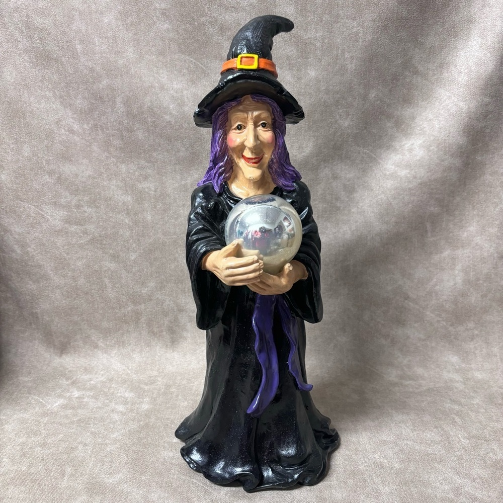 Vintage Halloween Witch with Crystal Ball Table Top Decor